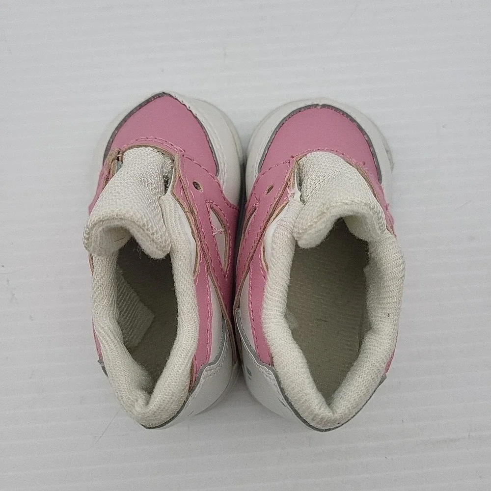 White Sneakers with Pink Stripe fits 23